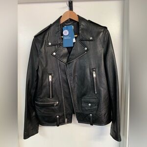 YSL Saint Laurent Black Leather Motorcycle Biker Jacket